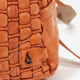 Women's backpack in orange braided leather