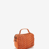 Women's orange braided leather shoulder bag