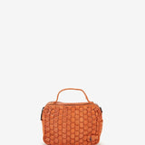 Women's orange braided leather shoulder bag