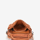 Women's orange braided leather shoulder bag