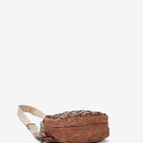 Bandolera de mujer en piel trenzada cognac