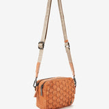 Women's orange braided leather shoulder bag