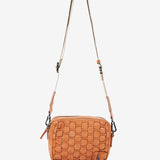 Women's orange braided leather shoulder bag