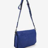 Women's blue leather shoulder bag