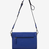 Women's blue leather shoulder bag