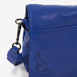 Women's blue leather shoulder bag