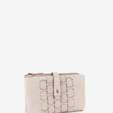 Cartera mediana de mujer en piel trenzada beige
