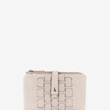 Cartera mediana de mujer en piel trenzada beige
