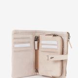 Cartera mediana de mujer en piel trenzada beige