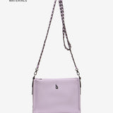 Satin women's crossbody bag in lavender recycled materials