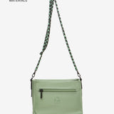 Women's satin crossbody bag in recycled materials, green