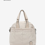 Women's bowling bag in beige recycled materials