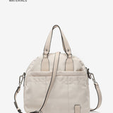 Women's bowling bag in beige recycled materials