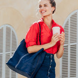 Bolso hobo de mujer con asa trenzada en piel azul