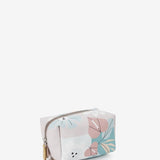 Medium women's leather toiletry bag with floral print