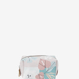 Medium women's leather toiletry bag with floral print