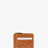 Women's card holder-wallet in cognac die-cut leather