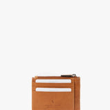 Women's card holder-wallet in cognac die-cut leather