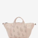 Women's bowling bag in beige perforated leather