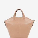 Women's shopper bag in beige leather