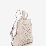 Women's backpack in beige die-cut leather