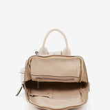 Women's backpack in beige die-cut leather