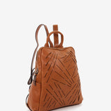 Women's backpack in cognac die-cut leather