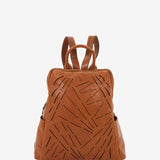 Women's backpack in cognac die-cut leather