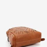 Women's backpack in cognac die-cut leather