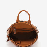 Women's backpack in cognac die-cut leather