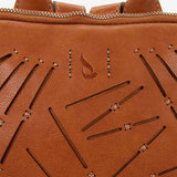 Women's backpack in cognac die-cut leather