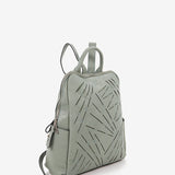 Women's backpack in green die-cut leather