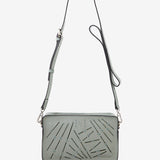 Women's mini crossbody bag in green die-cut leather