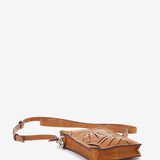 Bolso para el móvil en piel troquelada cognac