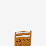 Women's card holder in yellow die-cut leather