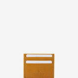 Women's card holder in yellow die-cut leather