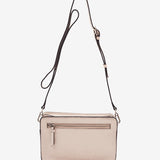 Women's mini crossbody bag in beige perforated leather