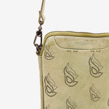 Green die-cut leather mobile phone bag