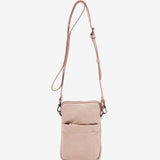 Beige perforated leather mobile phone bag