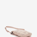 Beige perforated leather mobile phone bag