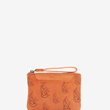 Women's wallet in orange die-cut leather