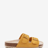 Women's flat suede sandal in amber