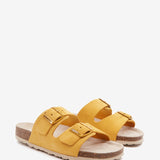 Women's flat suede sandal in amber