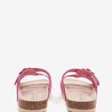 Women's flat sandal in fuchsia suede