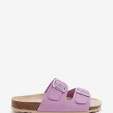 Women's flat sandal in mauve suede