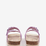 Women's flat sandal in mauve suede