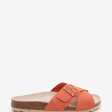 Women's flat sandal with buckle in orange