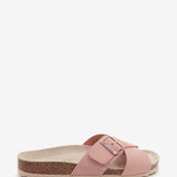 Women's flat buckle sandal in pink