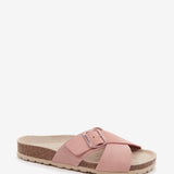 Women's flat buckle sandal in pink