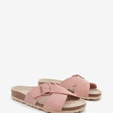 Women's flat buckle sandal in pink